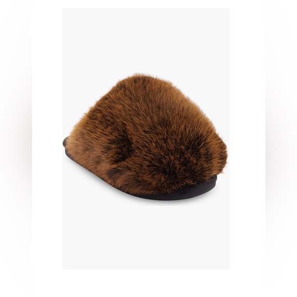 Mink Brown Faux Fur Slippers - Picture 6 of 6